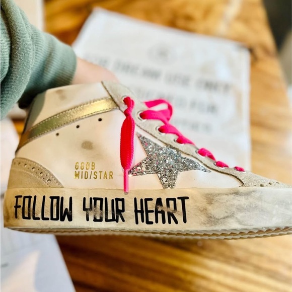 Golden Goose Midstar Sneakers - White, Pink, and Gold - Picture 1 of 5